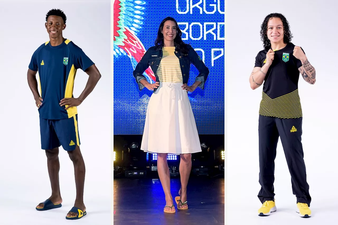 Uniforme do Brasil na Olimpíada 2024 tem saia, chinelo e jaqueta jeans; FOTOS