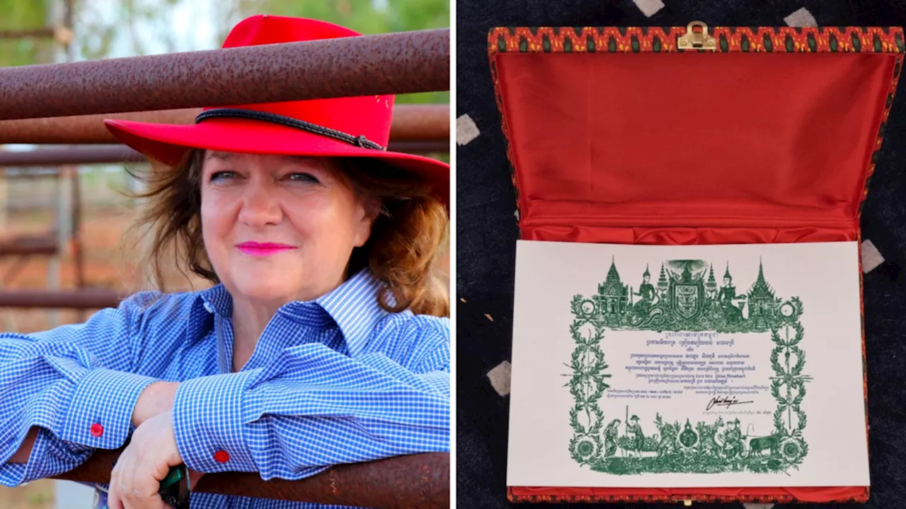 Australian businesswoman Gina Rinehart honoured by King Norodom Sihamoni of Cambodia