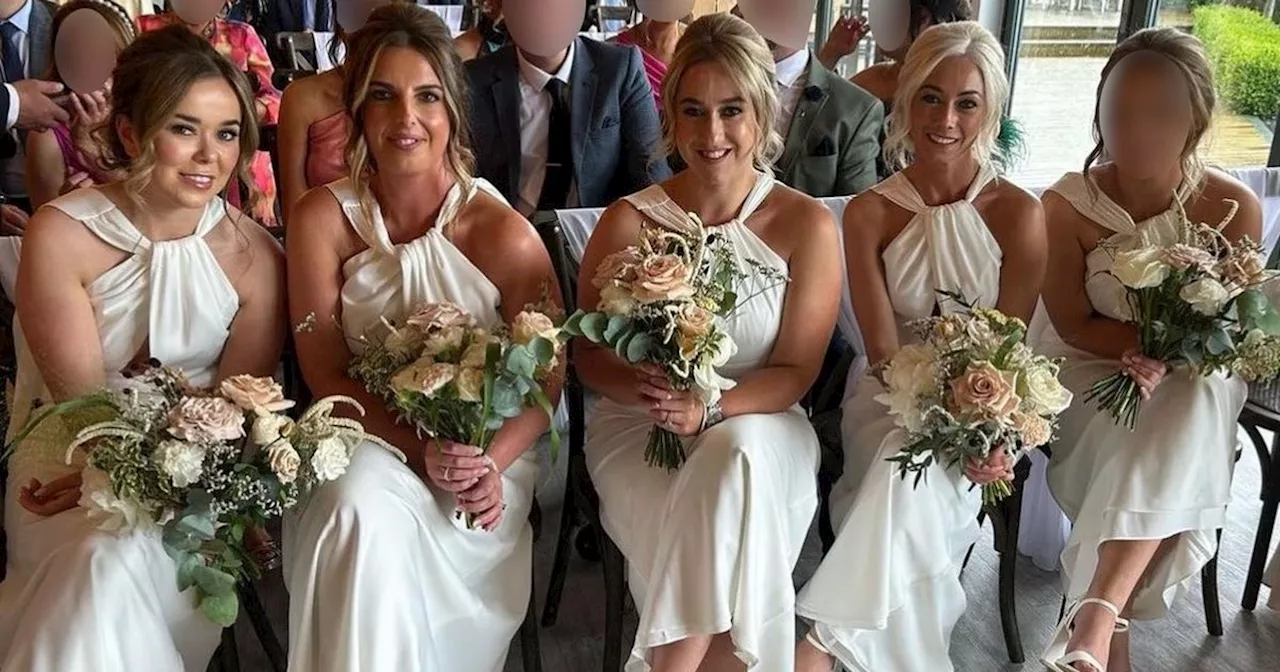 Bride has bridesmaids all wear wedding dresses on her big day