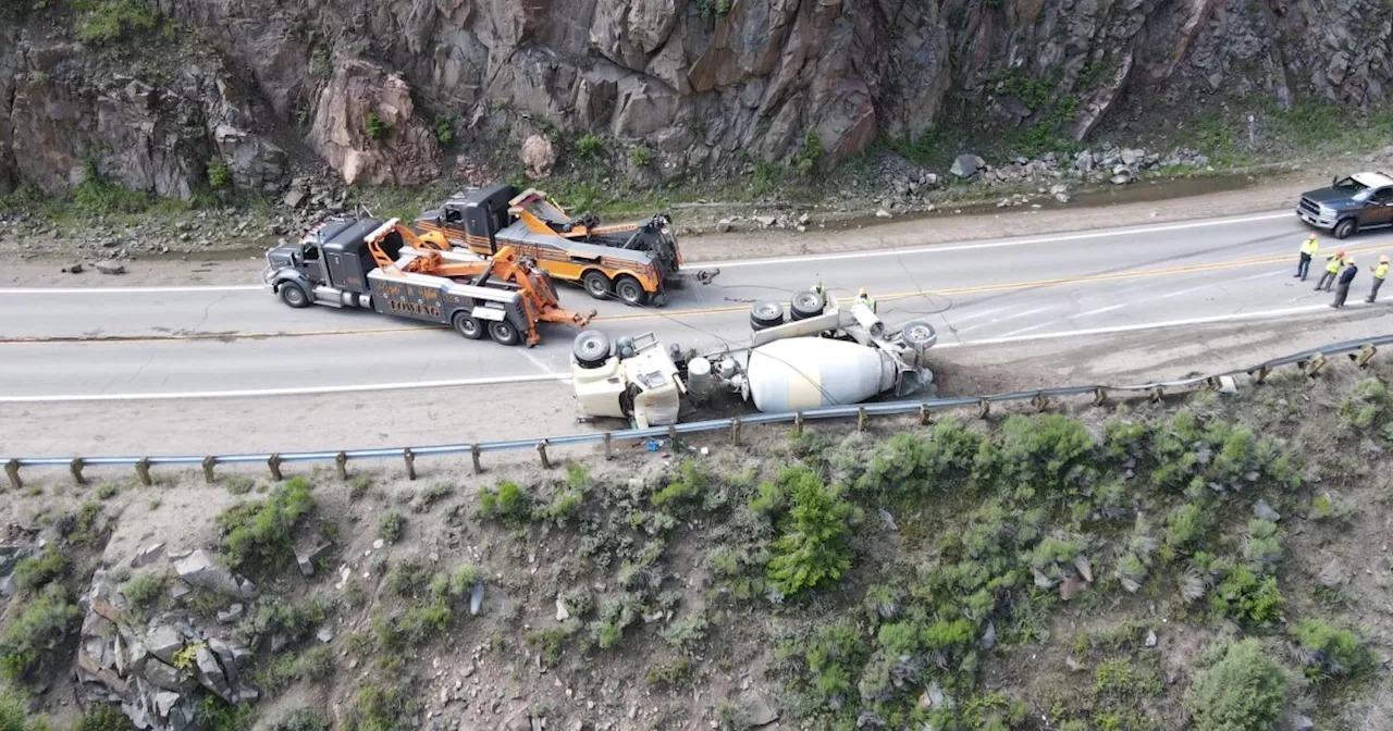 Cement truck rollover closes down Highway 40 in Grand County, with 1 lane of alternating traffic