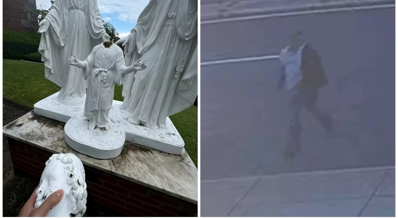 Decapita la statua di Gesù Bambino con una scarpa prima della messa: tassista blasfemo incastrato dalle teleca