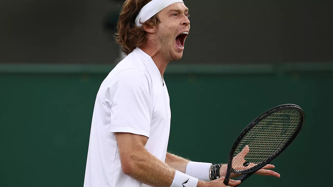 Andrey Rublev slams racket against himself seven times in furious Wimbledon tantrum...