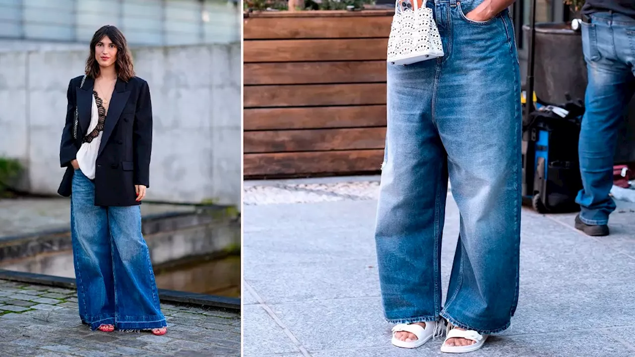 Cómo llevar jeans palazzo con sandalias elegantes en verano 2024 como las expertas del street style