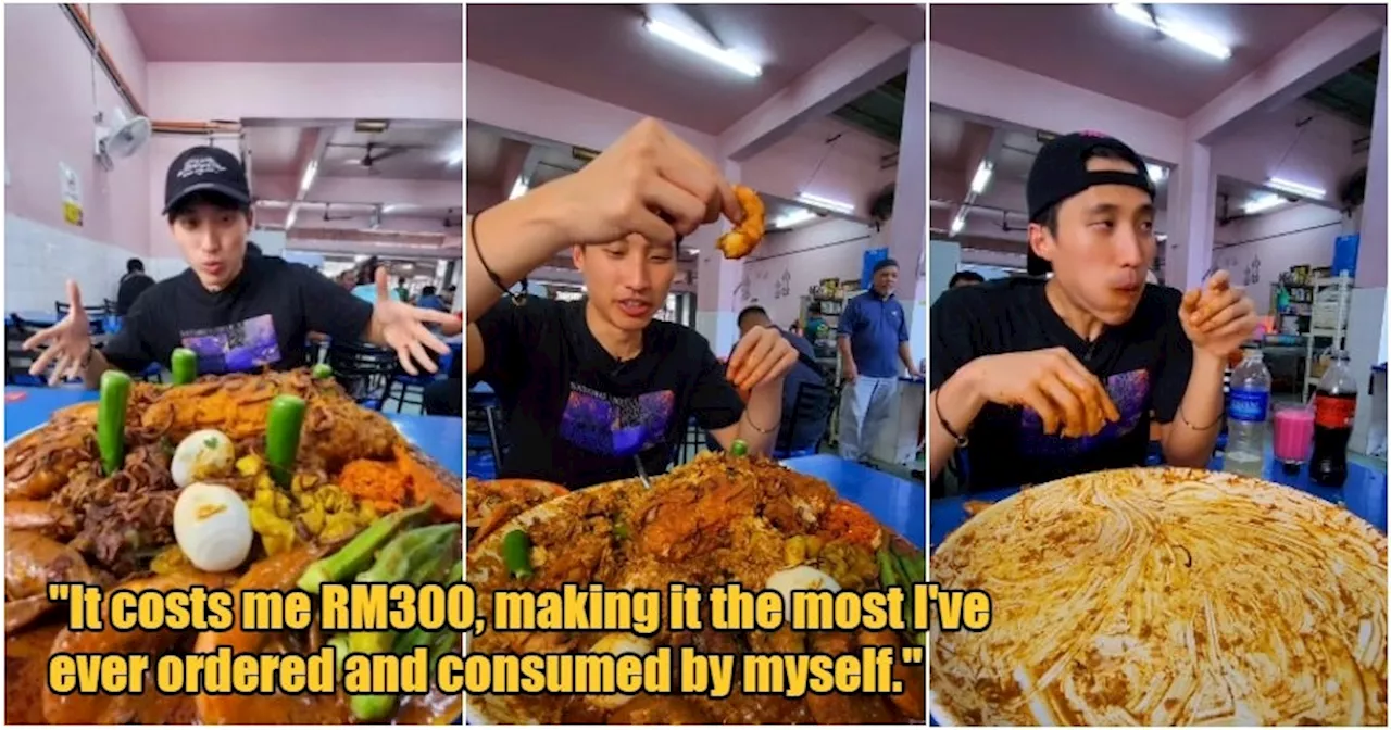 S'porean Competitive Eater Devours 8kg of Penang Nasi Kandar in Just 1 Hour, Spending RM300!