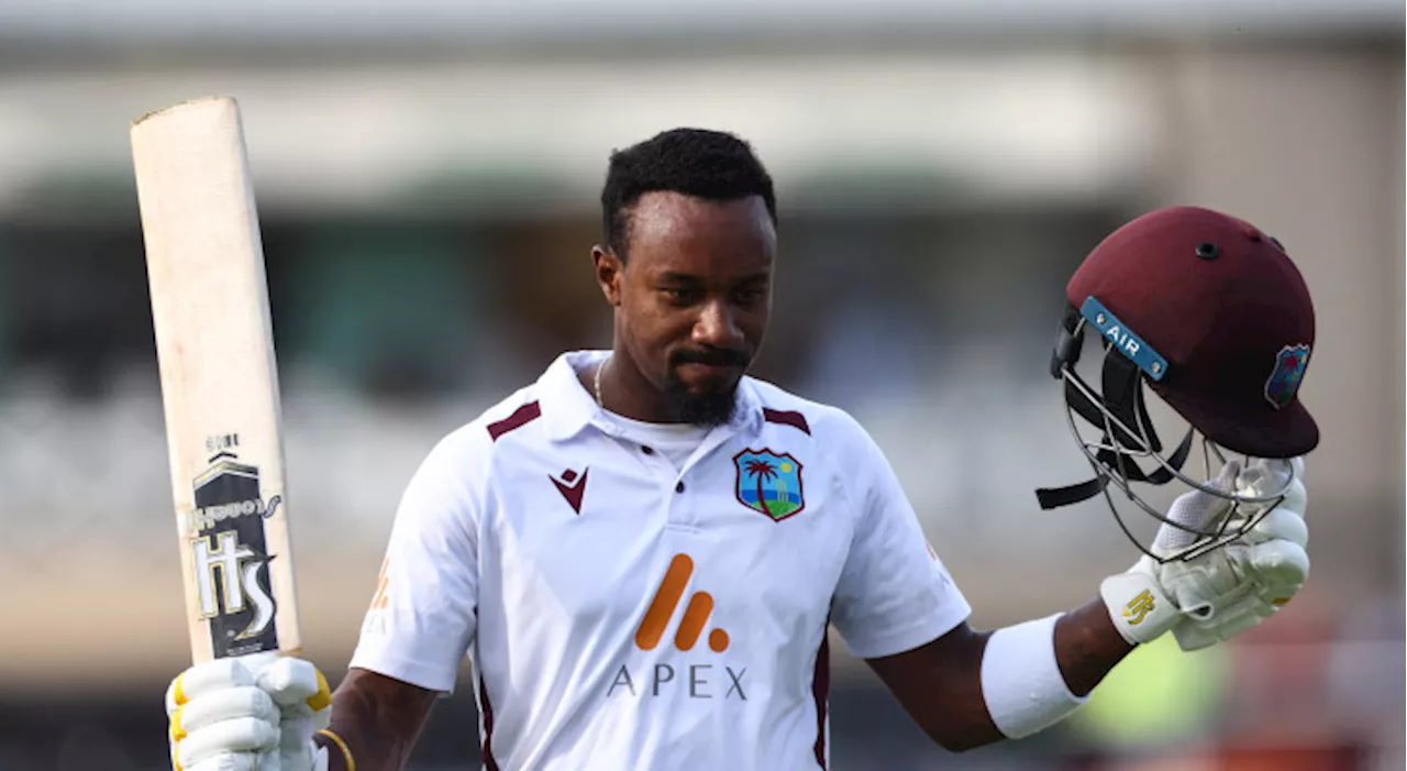 Hodge's century leads West Indies as England struggles without Anderson