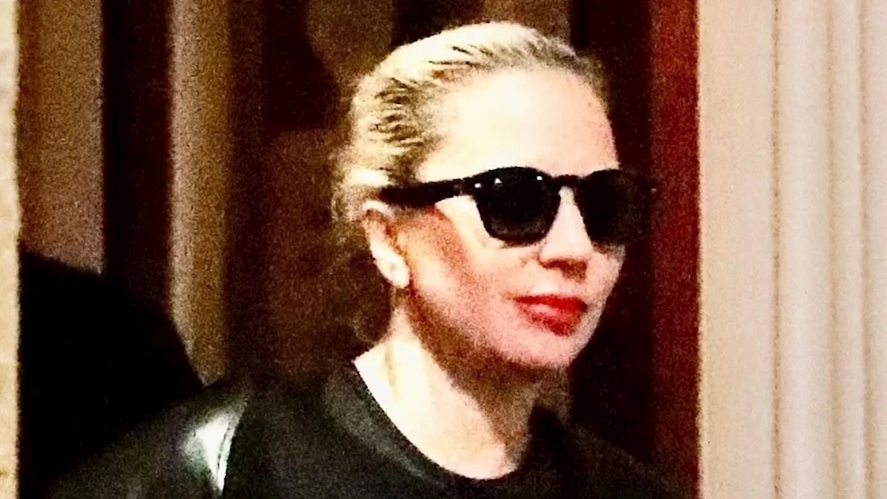 Lady Gaga smiles during a romantic dinner date with boyfriend Michael Polansky in NYC... after...