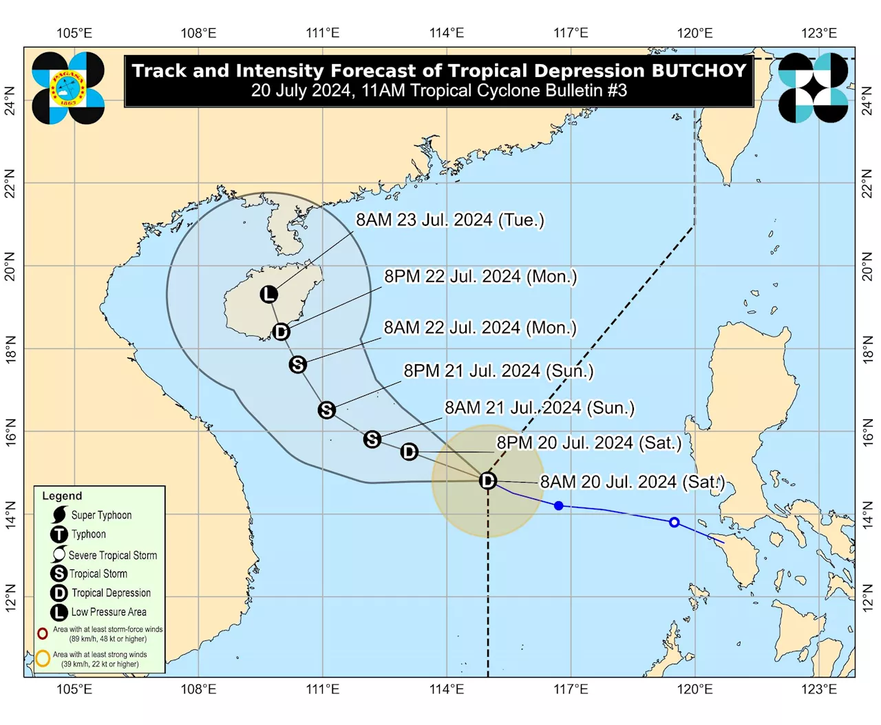 'Butchoy' exits PAR, 'Carina' maintains strength — PAGASA