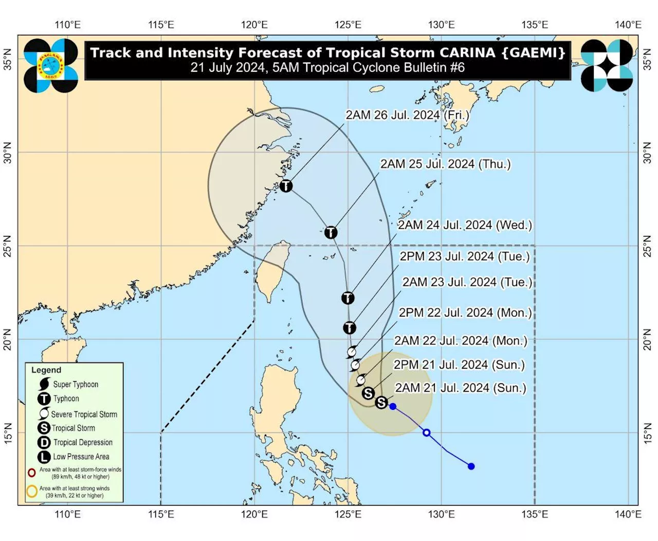 Carina intensifies while over Philippine Sea, will enhance Habagat