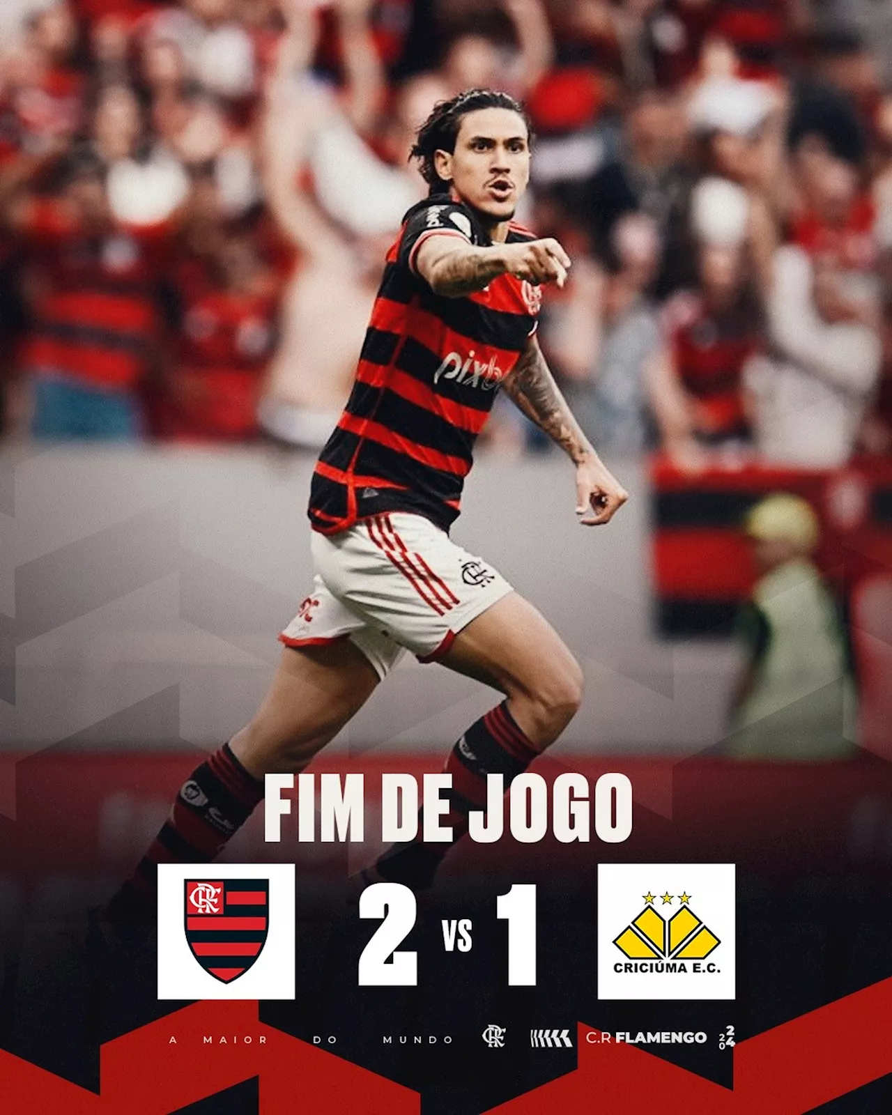 Com pênalti raro e gol de Gabi, Flamengo derrota o Criciúma e volta a vencer no Brasileiro