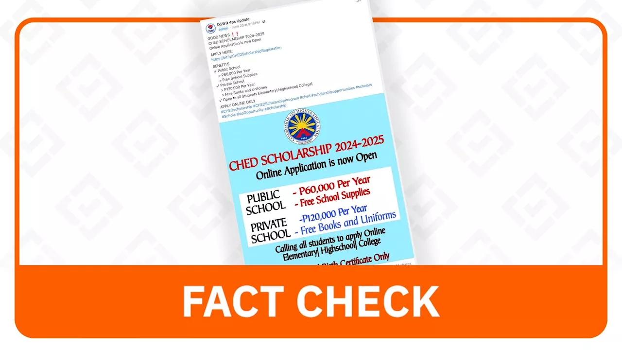 FACT CHECK: Link for ‘CHED scholarship program’ posted by fake DSWD page