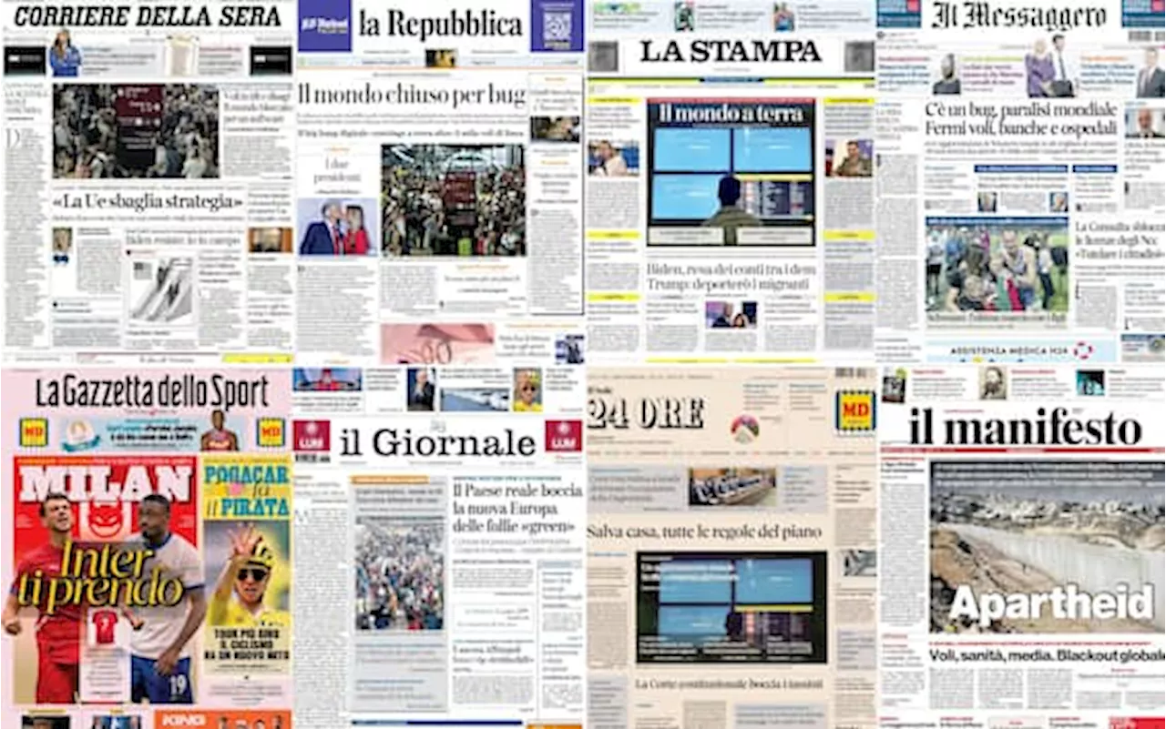 Le prime pagine dei quotidiani di oggi 20 luglio: la rassegna stampa di Sky TG24