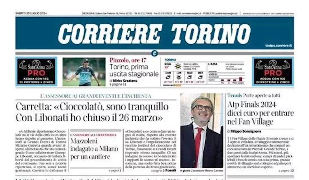 Il Corriere Torino in primo piano sul test di oggi: 'Torino, prima uscita stagionale'.