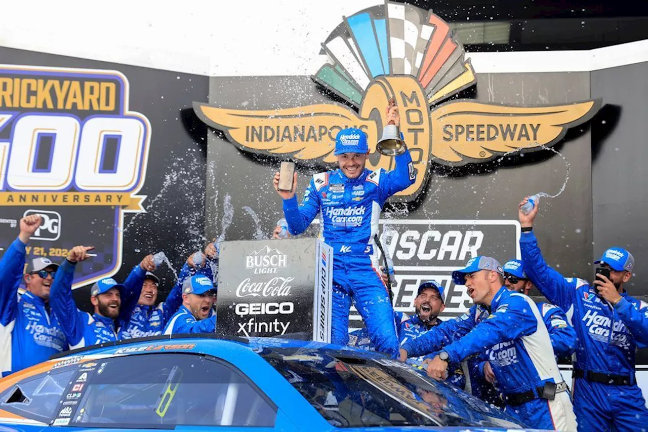 Kyle Larson makes late charge to win his first Brickyard 400