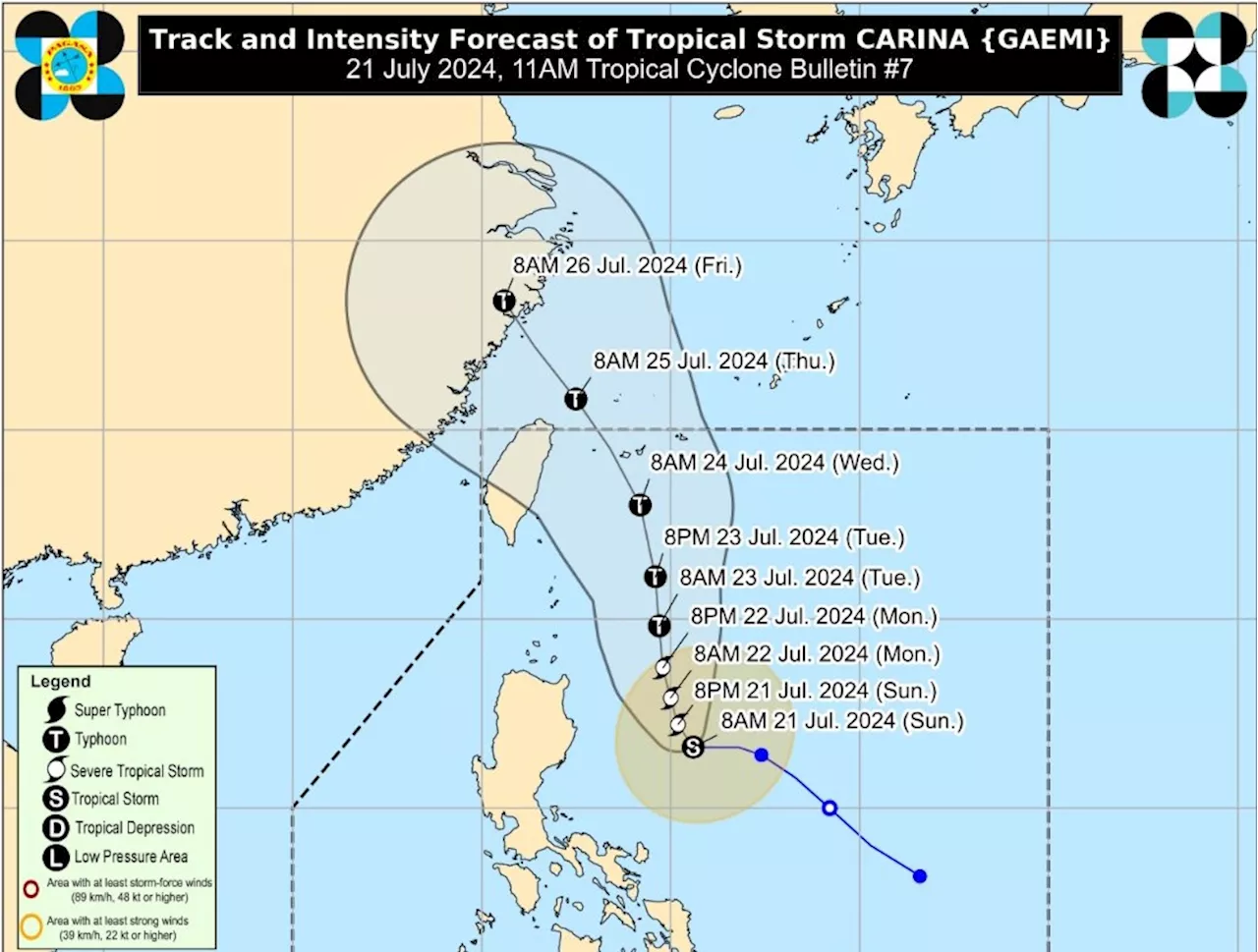 Carina intensifies over Philippine Sea, enhances Habagat