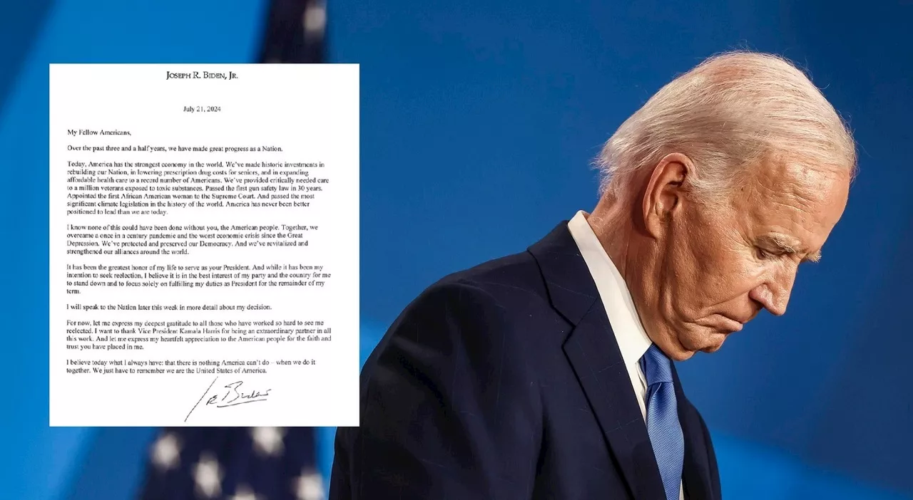 Biden si ritira dalla corsa per la Casa Bianca: «Lascio nell'interesse del Paese». Appoggio a Kamala Harris. T