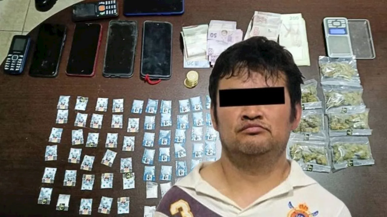 Narcomenudeo en Hidalgo: Detienen a hombre en Actopan con más de 100 dosis de droga, celulares y dinero