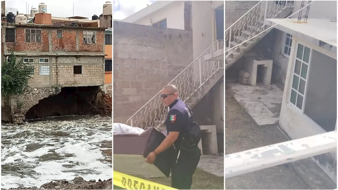 Por crecida del río Tula evacúan casa en riesgo de caer; una escuela igual afectada