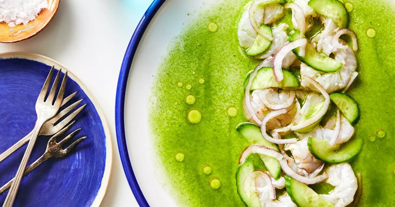 Shrimp Aguachile With Cucumbers and Pickled Onions