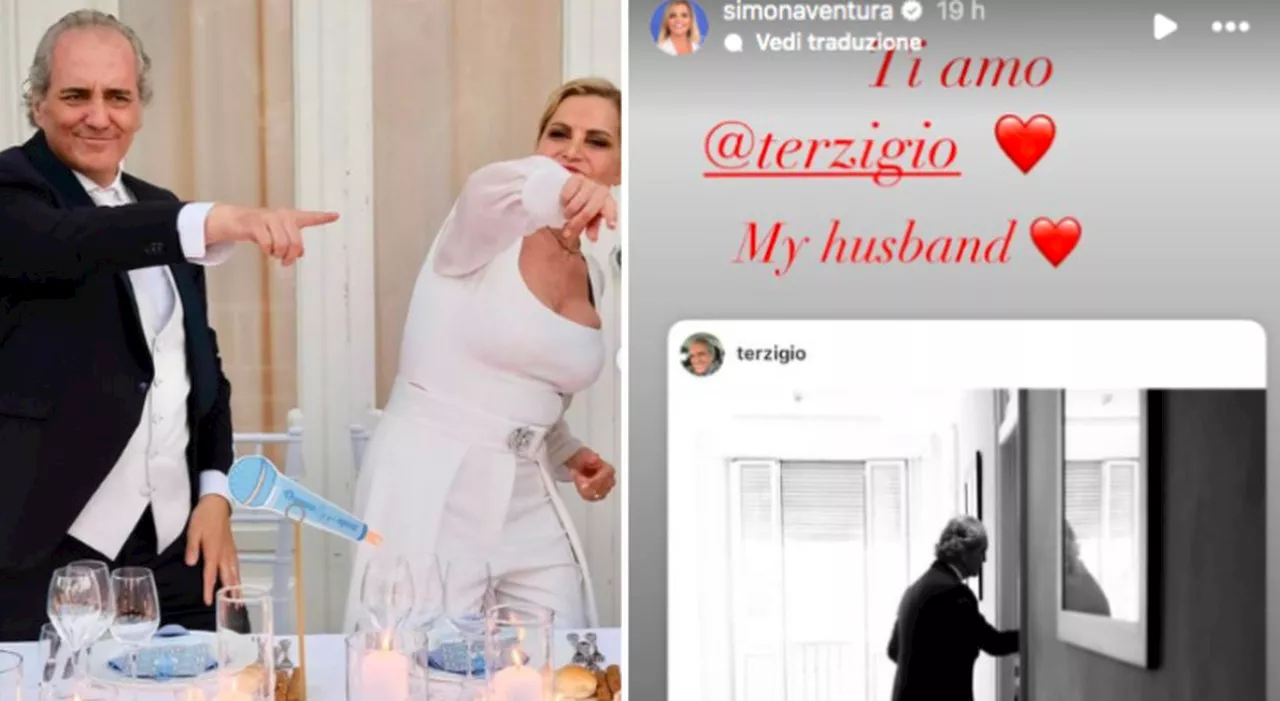 Simona Ventura, Giovanni Terzi ripercorre gli attimi prima del matrimonio: «Un turbinio di emozioni». Lei risp