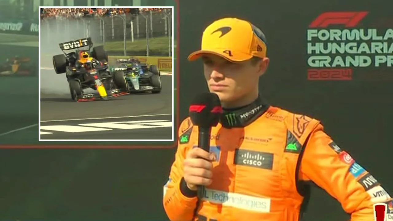 Lando Norris raging after McLaren force him to give up Hungarian Grand Prix win as Max Verstappen hits...