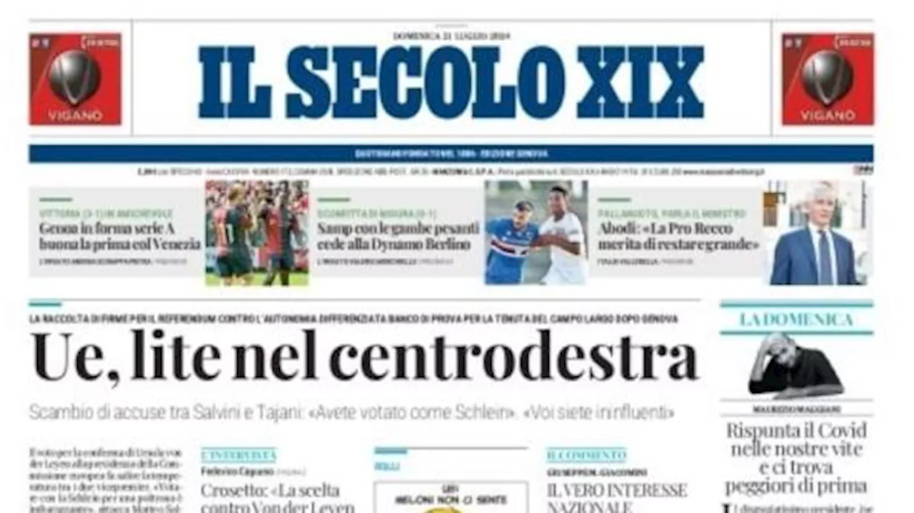 Il Secolo XIX: 'Genoa in forma Serie A, buona la prima col Venezia'