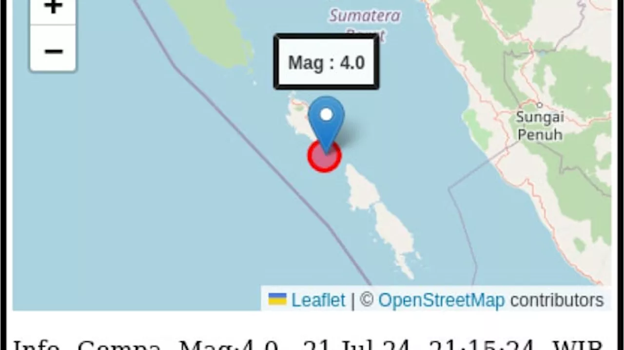 Gempa Magnitudo 4,0 Getarkan Tanah Mentawai, Tak Berpotensi Tsunami