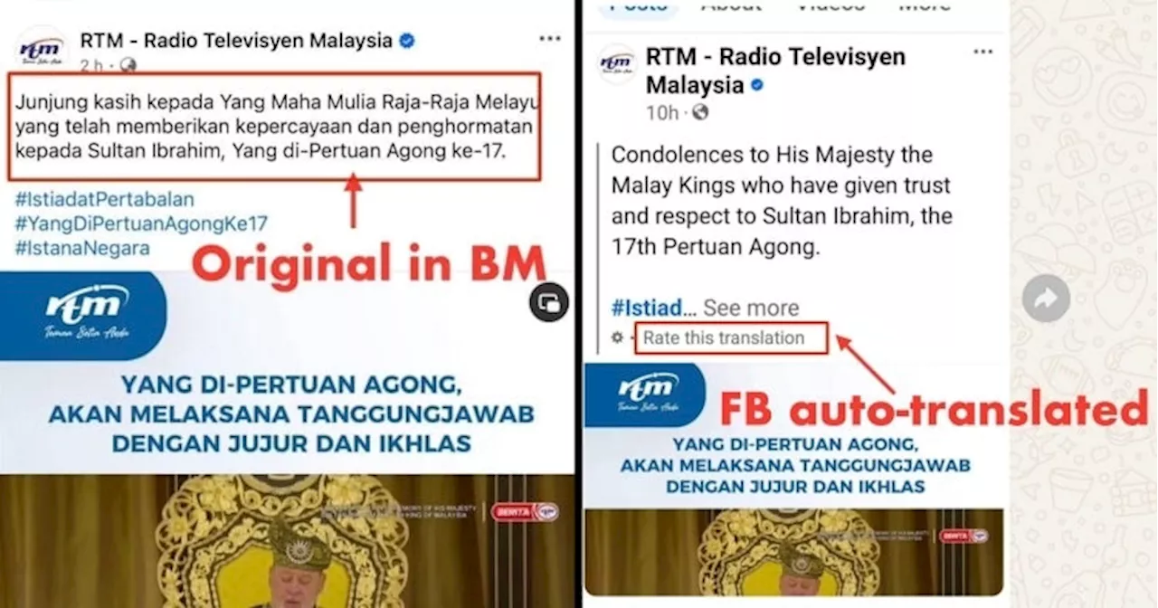 Fahmi: Facebook Wrongly Translated 'Junjung Kasih' as 'Condolences' in RTM's Post Congratulating YDPA