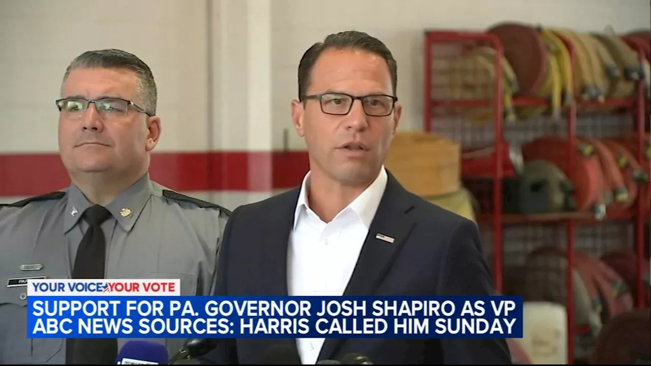 Pa. Gov. Josh Shapiro on shortlist for potential VP candidates; received call from Harris: sources