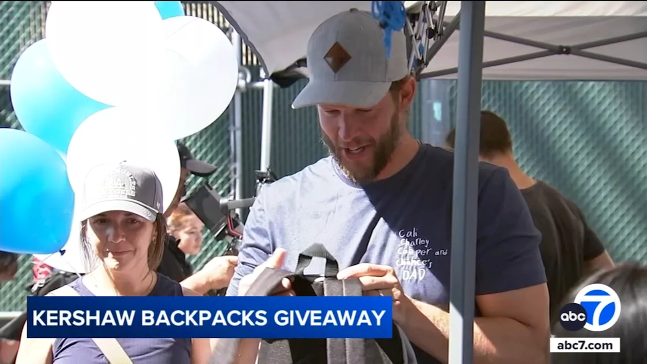 Dodgers pitcher Clayton Kershaw donates 2,500 backpacks to students in need