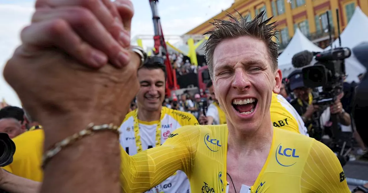 Tadej Pogacar celebrates his 3rd Tour de France victory in style with another audacious stage win