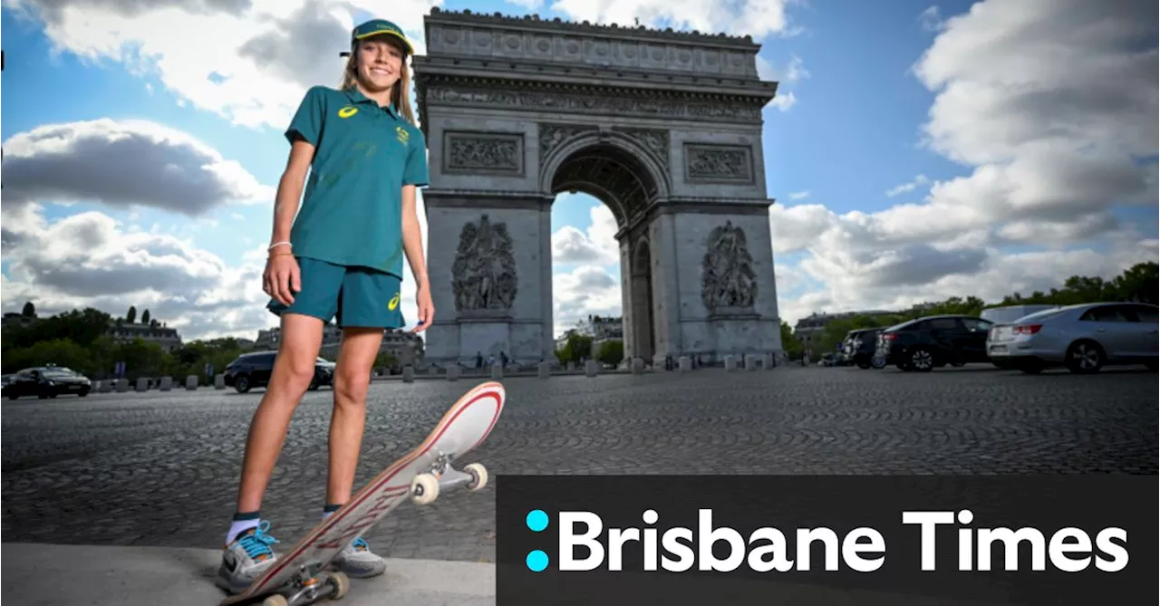 Teen skateboarder rolls down the Champs-Elysees in a bid to make Olympic history