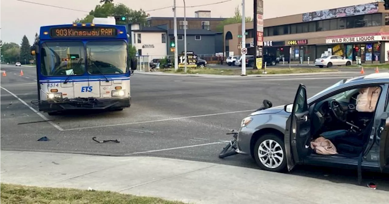 2 children seriously injured after bus collides with car in west Edmonton on Sunday