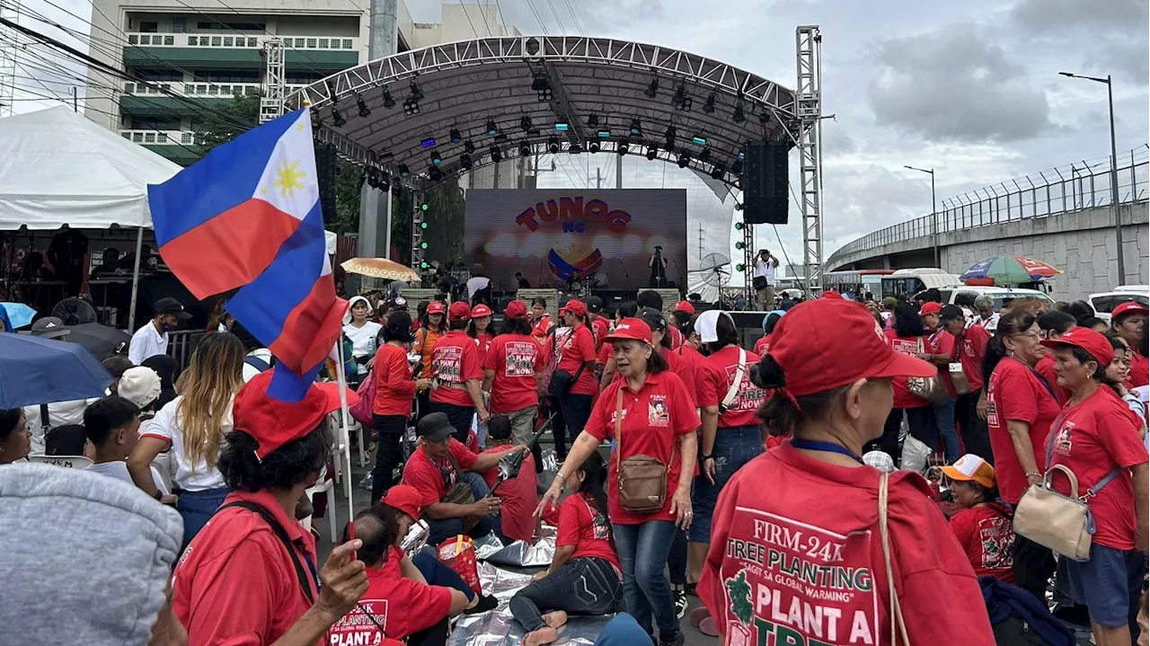 Marcos supporters gather at Sandiganbayan ahead of 2024 SONA