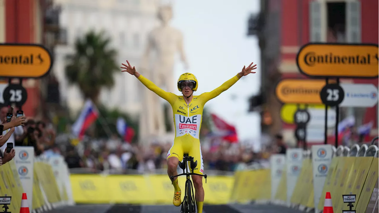 Tadej Pogacar celebrates 3rd Tour de France victory in style with another audacious stage