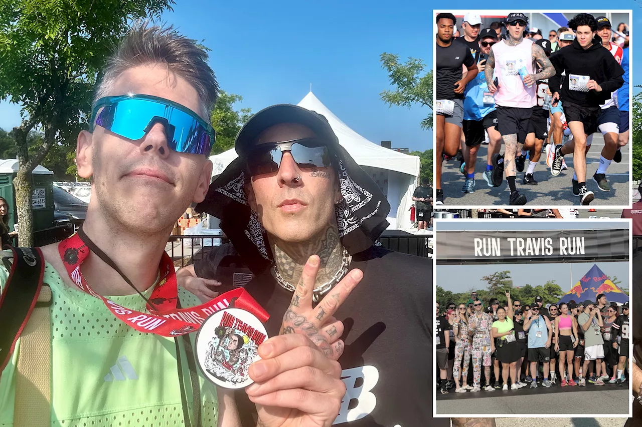 Travis Barker runs 5k alongside fans ahead of Blink 182's Sunday night Citi Field concert