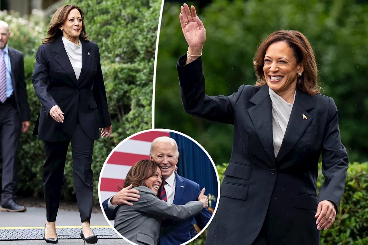 Kamala Harris suits up for first appearance since President Biden dropped out of 2024 election race