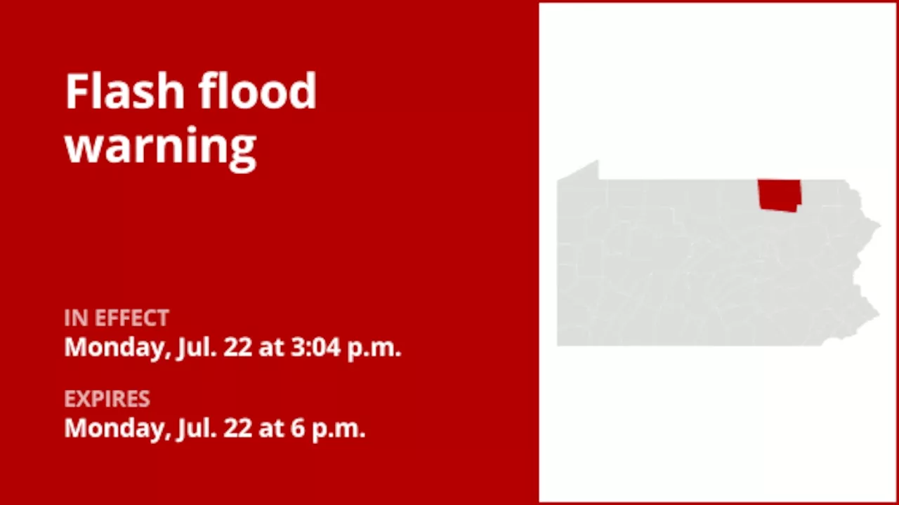 Bradford County under a flash flood warning Monday evening