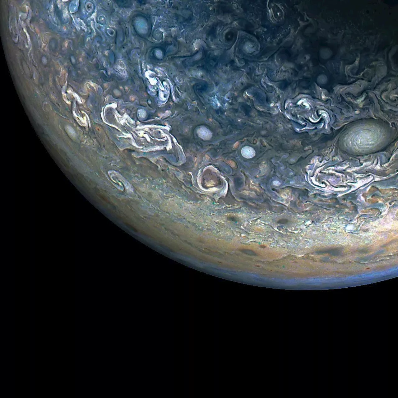 Breathtaking Majesty: NASA’s Juno Captures Jupiter’s Colorful Chaos in Stunning Detail