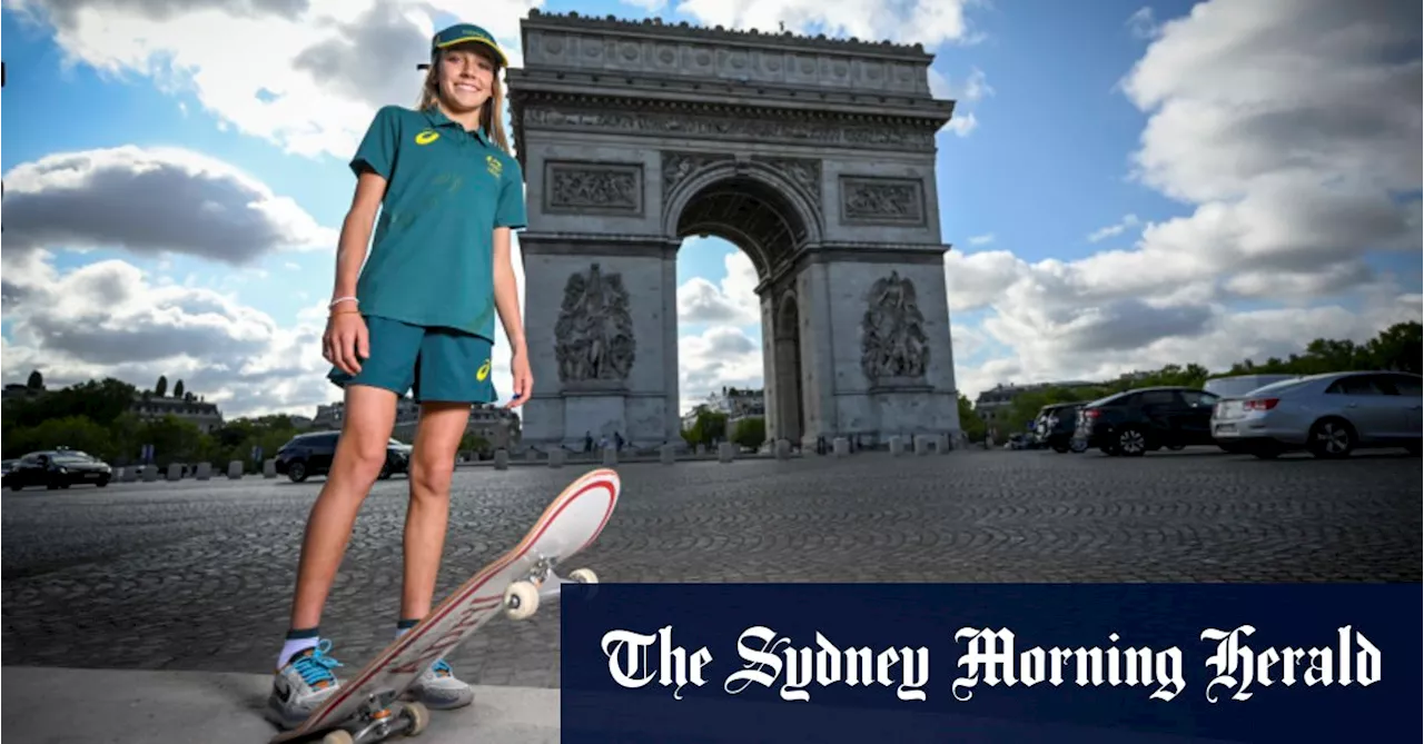 Teen skateboarder rolls down the Champs-Elysees in a bid to make Olympic history