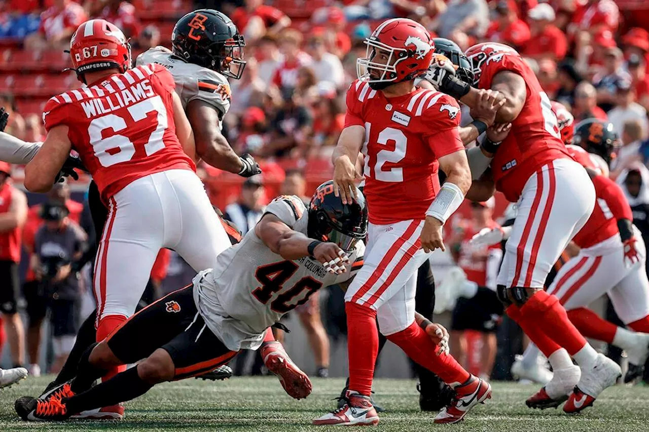 Maier throws for 3 TDs, leads Stampeders to 25-24 win over B.C. Lions