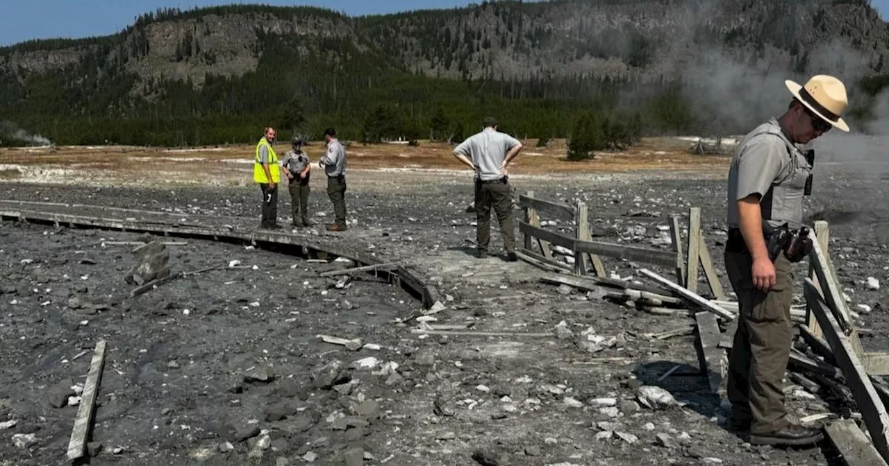 Hydrothermal explosion at Yellowstone National Park's Biscuit Basin damages part of boardwalk