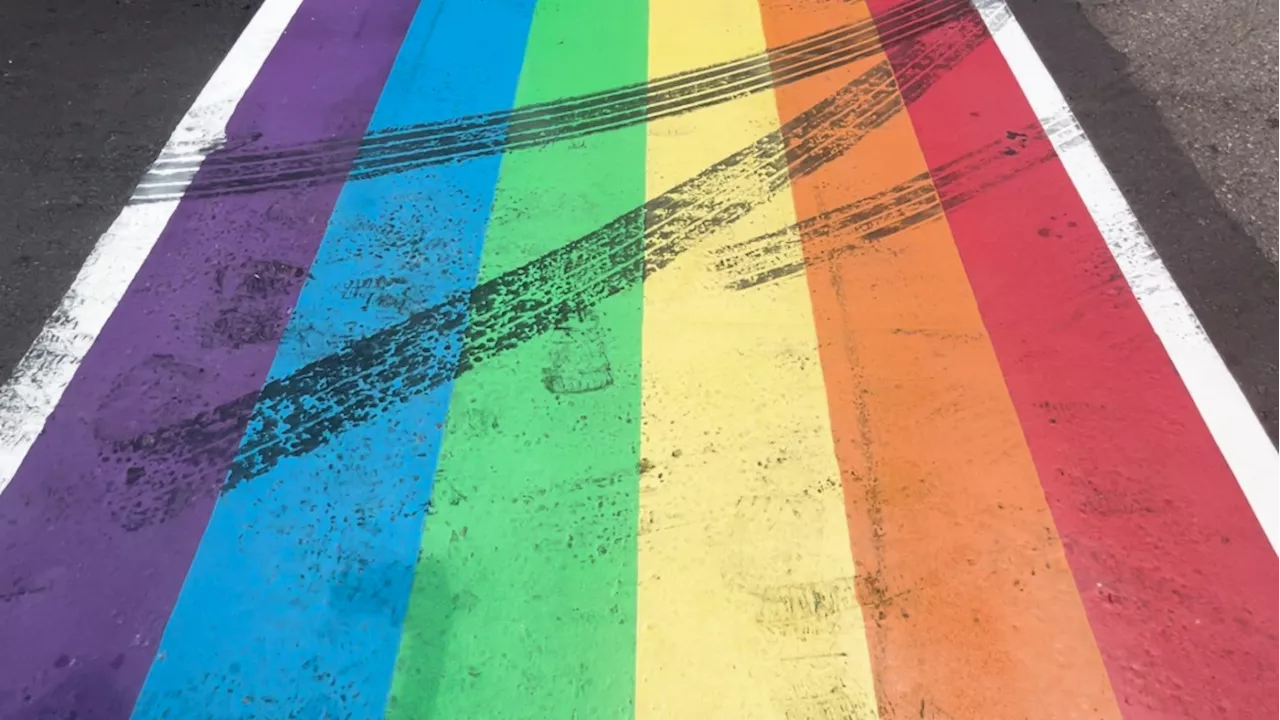 Tire marks left on Pembroke, Ont. rainbow crosswalk following cases of anti-LGBTQ2S+ vandalism