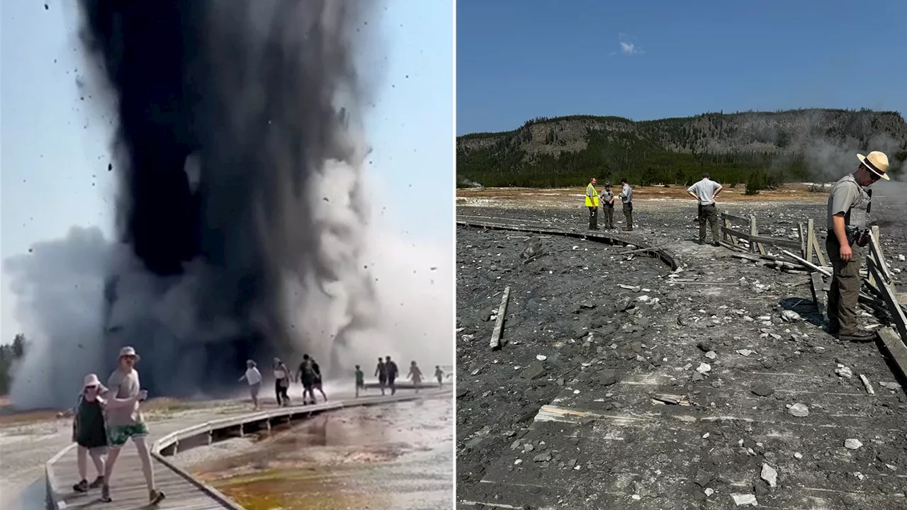 SEE IT: Yellowstone's Biscuit Basin explodes as tourists run away from falling debris