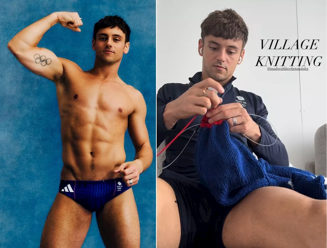 Britânico Tom Daley faz tricô na Vila Olímpica de Paris