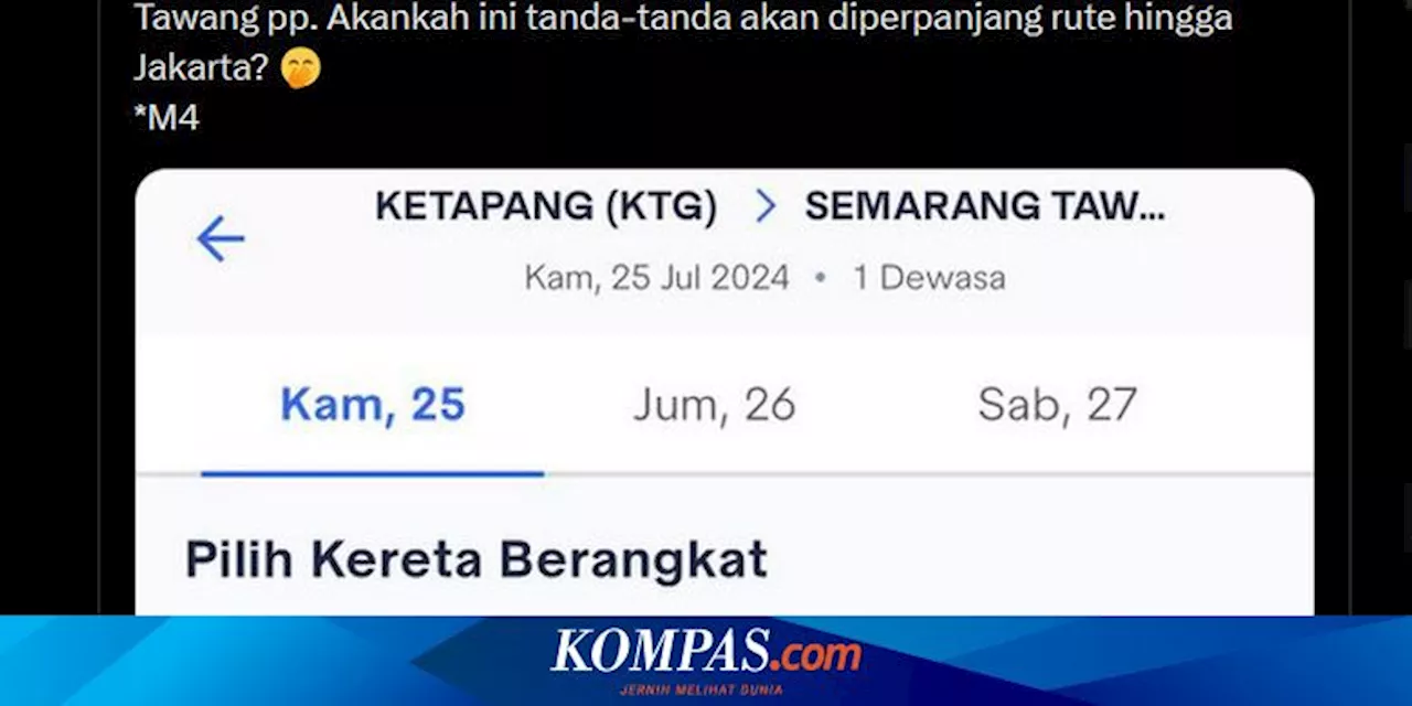 Tiket KA Blambangan Ekspres Belum Tersedia per 25 Juli 2024, Bakal Punya Rute hingga Jakarta?