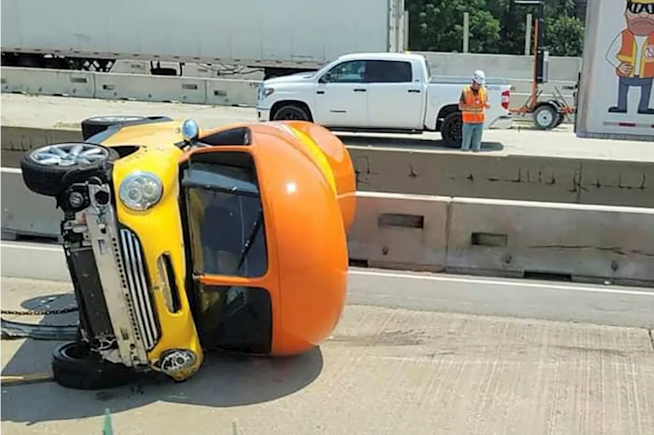 Oscar Mayer Wienermobile flips onto its side after crash along suburban Chicago highway