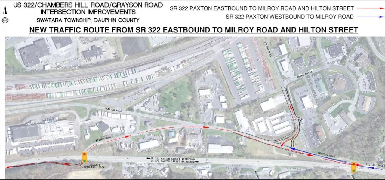 Jughandle on eastbound Route 322 in Dauphin County to open to traffic Thursday morning