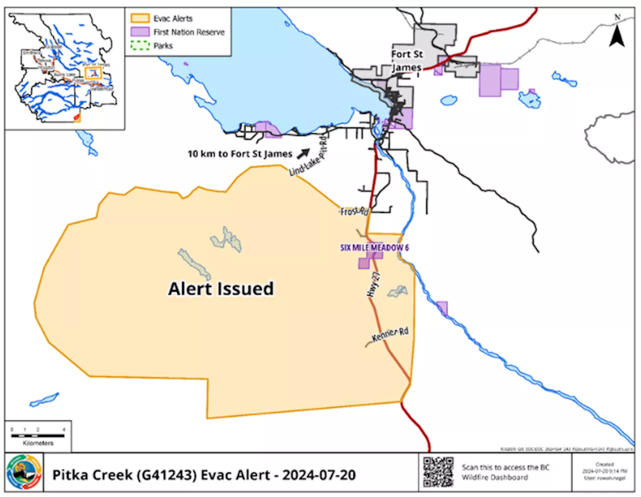 Evacuation Alert issued for the region near Marie and Nanna Lakes