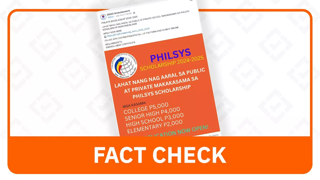 FACT CHECK: Link for 2024 PhilSys scholarship program posted by fake page