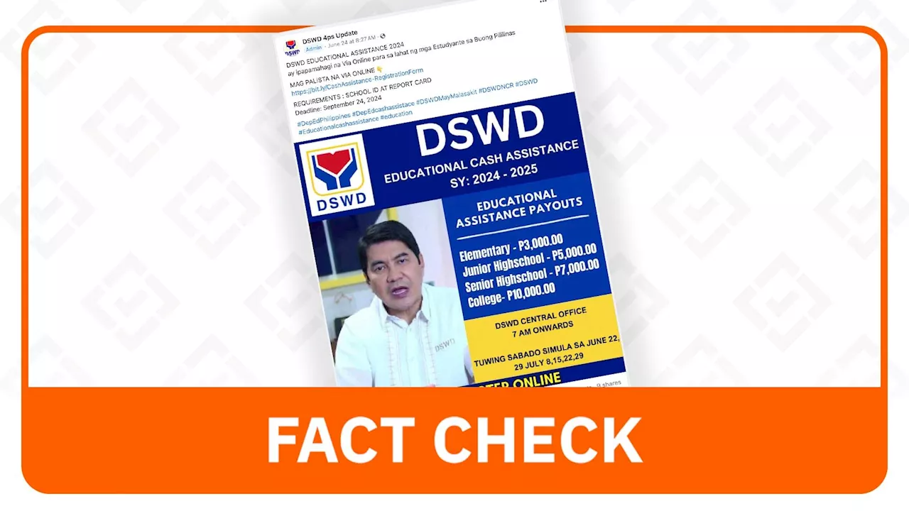 FACT CHECK: Post on DSWD educational cash aid is fake